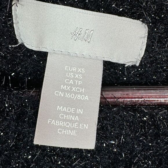 H&M Shimmer Oversized Wide Sleeve Sweater Black XS Pullover - Picture 10 of 13